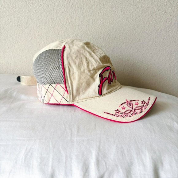 Flirt y2k 2000s khaki tan butterfly strap back hat - Picture 3 of 5